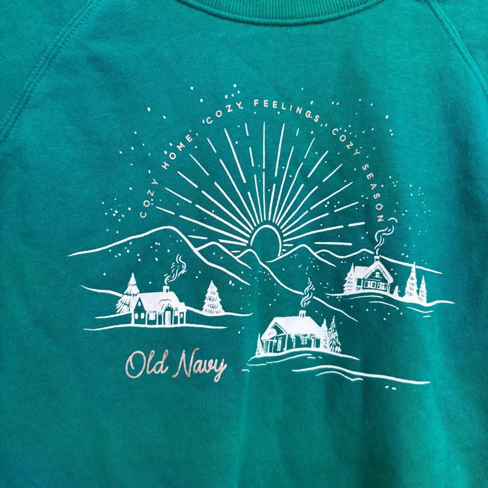 Green Cozy Winter Graphic Sweatshirt | Old Navy 2X - Picture 5 of 9